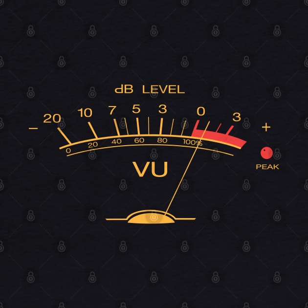 Volume VU Meter Vintage Audio Engineer Recording Studio Gear Head Musician Guitar Shirt by blueversion